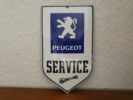 Emailschild Peugeot Service Logo Werkstatt Emaille Schild
