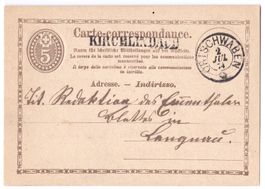 Perfekte PK: Stabstempel KIRCHLINDACH 1874, Ortschwaben top