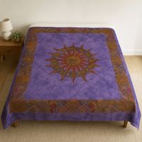 Tagesdecke XL Baumwolle Sternzeichen Lila Indien Baumwolle