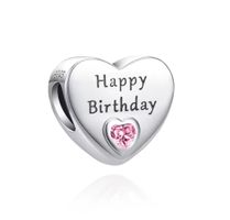 HERZ HAPPY BIRTHDAY GEBURTSTAG CHARM zu PANDORA ECHTSILBER