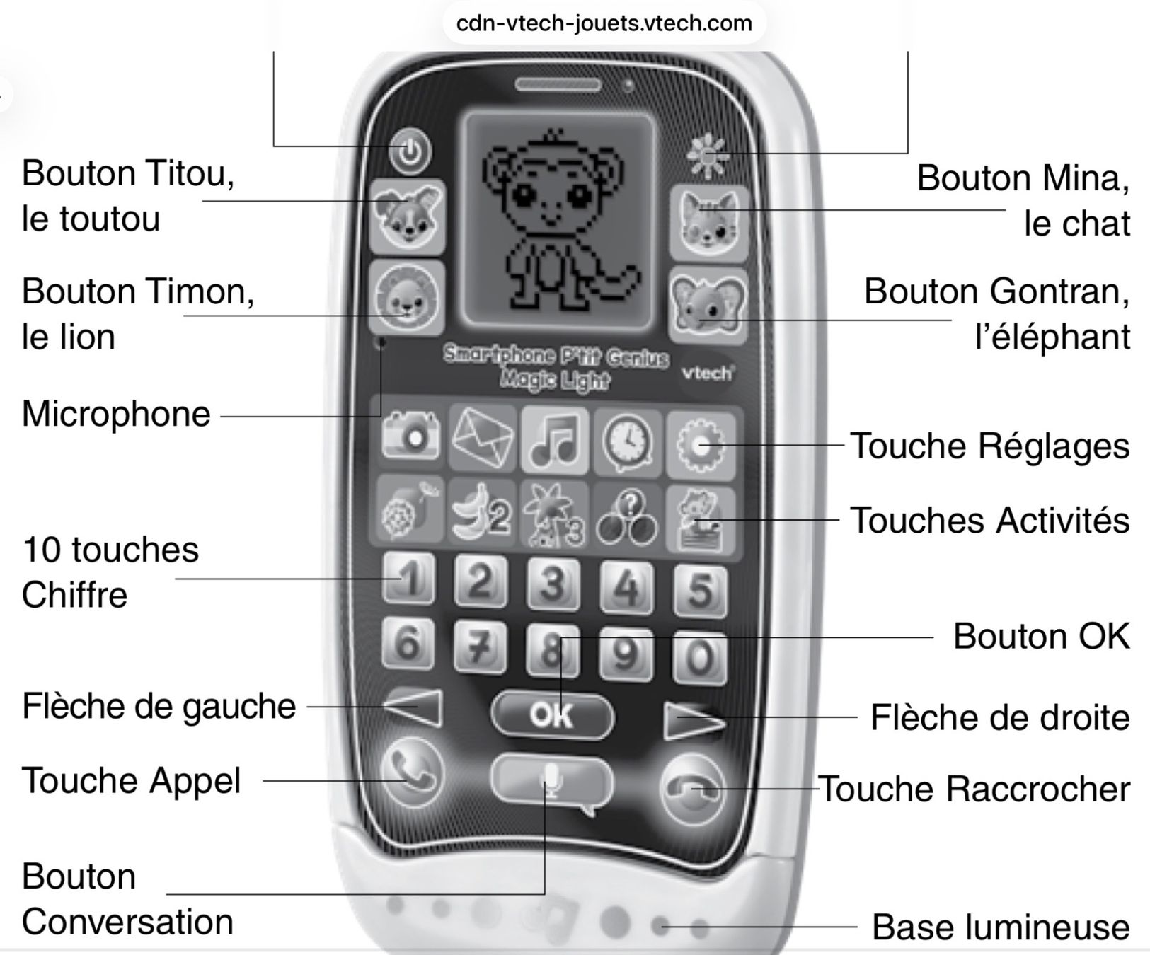 Vtech Giocattoli: Génial VTech Smartphone P'tit Genius Magic Light Rose Rose – Usato da Genève venduto da Mazelyne 2
