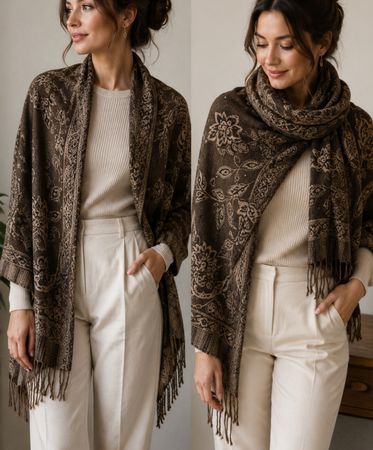 Écharpe Pashmina 55% et Soie 45%