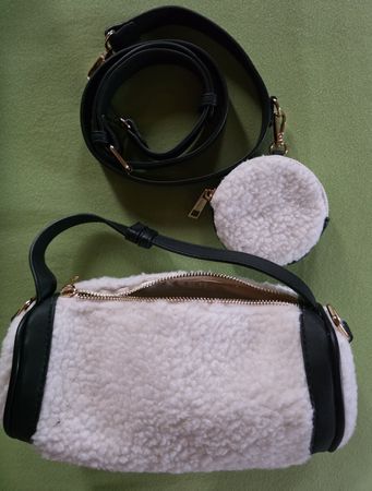 Handtasche Teddyfell mit kleiner Tasche 