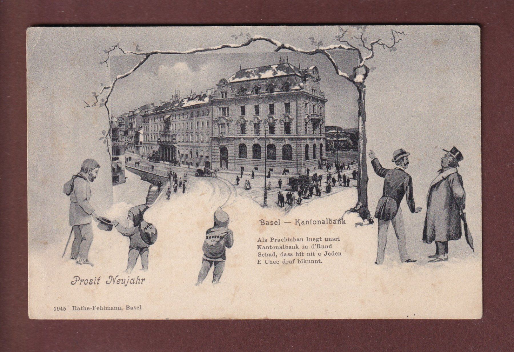 Cartoline postali: BASEL - Kanzonalbank - Neujahr – Usato da Pully venduto da nicecards