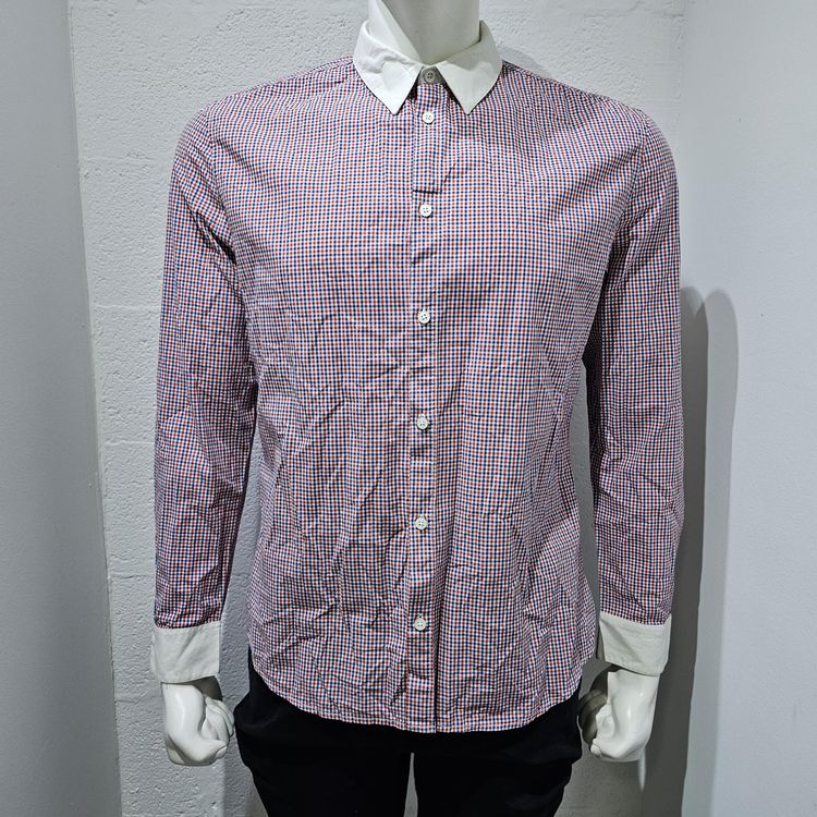 Chemisier Croisé T.O.P. – Carreaux Rouge/bleu/noir, Mousseline, Taille 12, Neuf