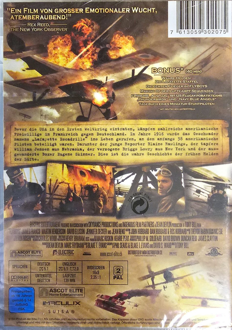 Tutti i DVDs: Flyboys - Helden der Lüfte – Nuovo e nell'imballaggio originale da Wahlen b. Laufen venduto da Cg10 1
