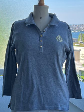 Ralph Lauren Langarm Polo Shirt, Grau, Damen, Top!