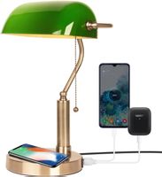 Schreibtischlampe Banker Lampe Retro Grün Glas Edel
