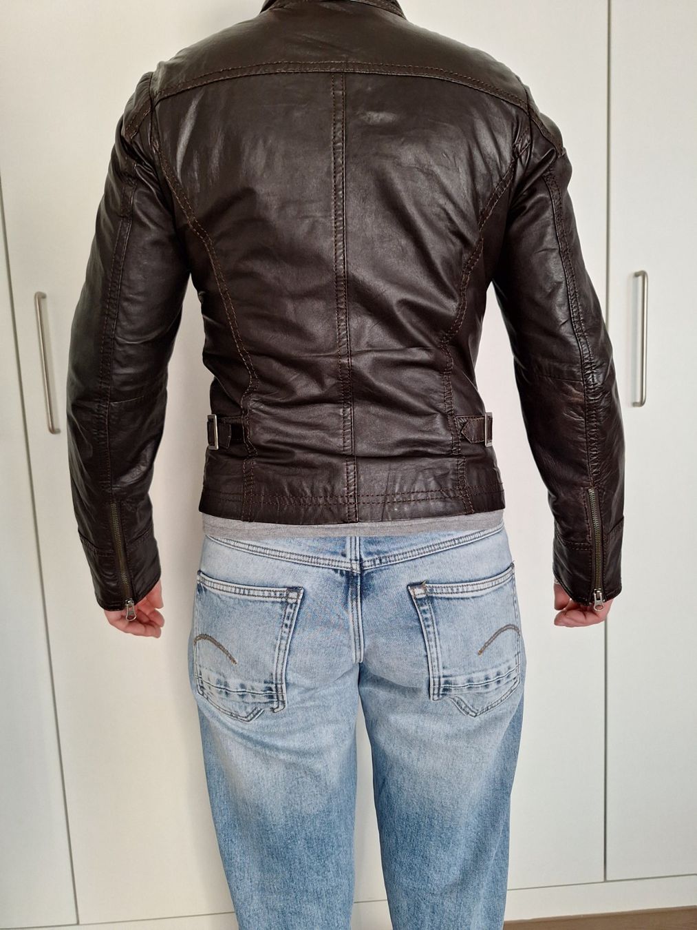 Tom Tailor Giacche: Lederjacke dunkelbraun – Usato da Einsiedeln venduto da kiphrajaya 1