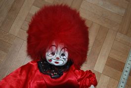 Vintage Clown-Puppe, rotes Haar, 40 cm gross, Top Zustand