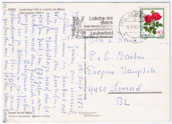 Cartoline postali: Leukerbad - Gemmipass – Usato da Binningen venduto da Mountainrider 1