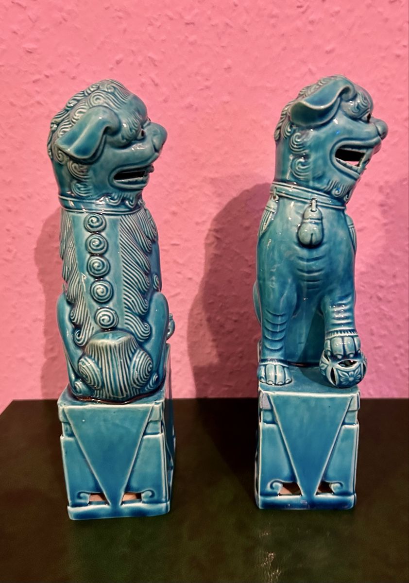 Statuette: Statuettes chinoises chiens Foo  turquoise - Déco tendance! – Usato da Petit-Lancy venduto da Pierre_le_voyageur 1