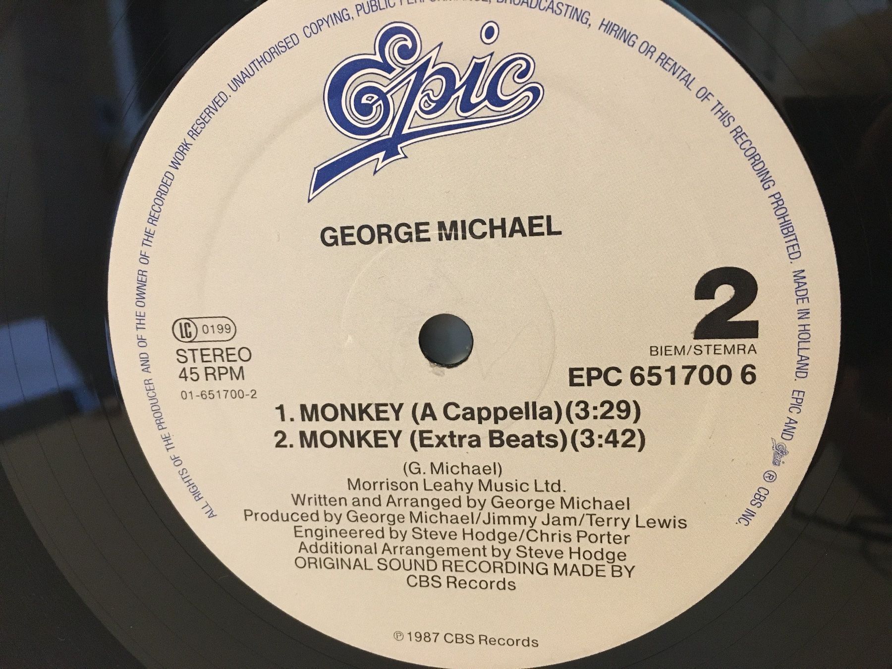 Dischi in vinile: George Michael - Monkey - Single - Schallplatte - CBS 1987 – Usato da Andwil SG venduto da Rainboli 7