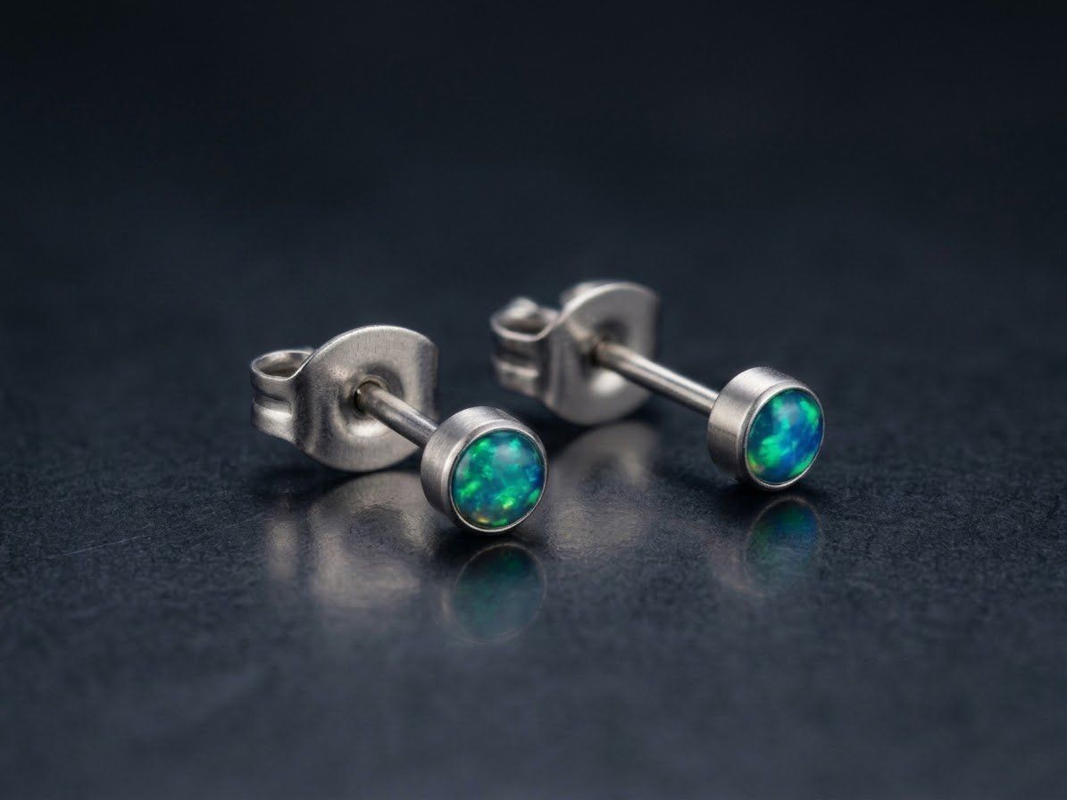 Boucles d'oreille: Titanium-Ohrstecker mit Opal / 3 mm – Neuf avec emballage d'origine à Matten b. Interlaken par kero71 2