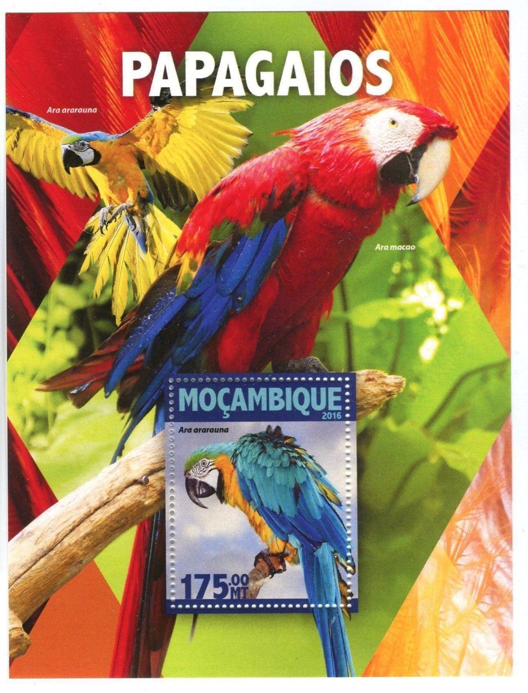 Alle Briefmarken: Block "Papageien". Mosambik. – Neu und originalverpackt aus Basel von Butsch5