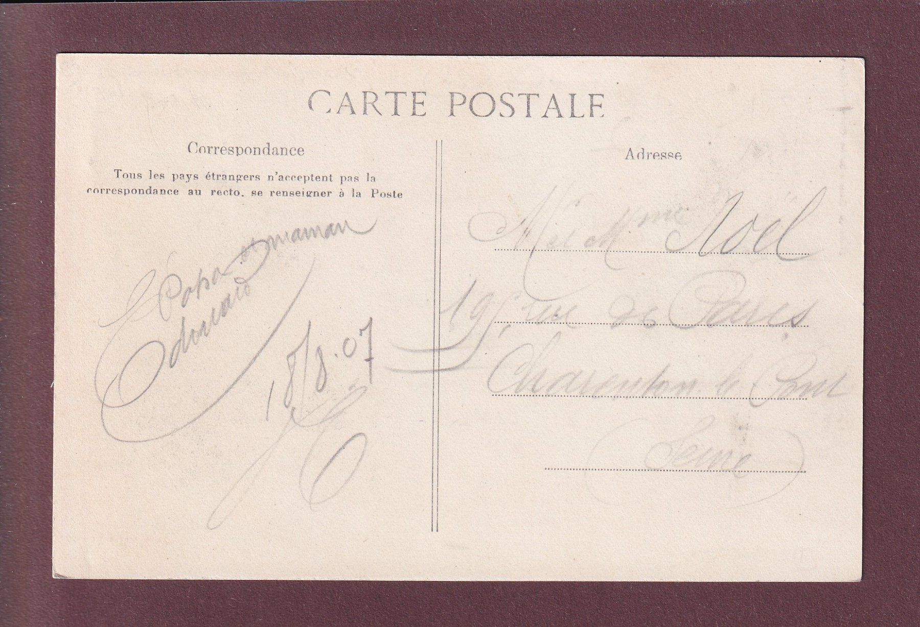 Ansichtskarten: LES BRENETS - 1907 – Gebraucht aus Pully von nicecards 1