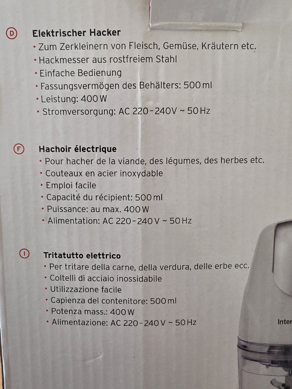 Küchengeräte: Intertronic Food Chopper / 400W – Gebraucht aus Lausen von LuBo456 2