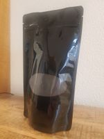 100 Stk Standbodenbeutel mit Sichtfenster schwarz 13x22x7cm