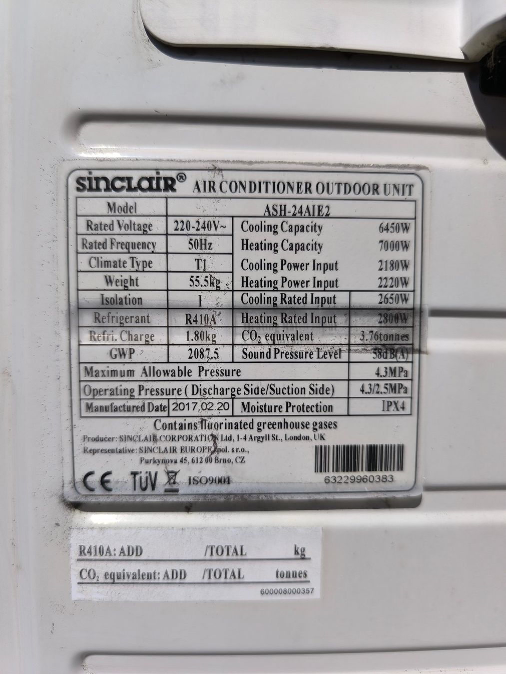 Klimageräte: Klimaanlage Split 6.5 Kw sinclair gebraucht – Gebraucht aus Arbon von millpoint 4