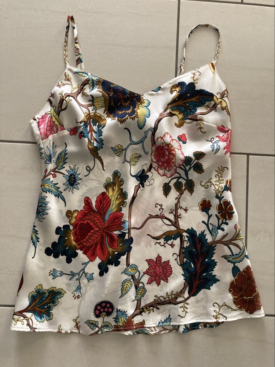 Top: Neu: Marjolaine Seidentop, Gr. 40, Blumenmuster – Nuovo e nell'imballaggio originale da Stetten AG venduto da Hanya 5