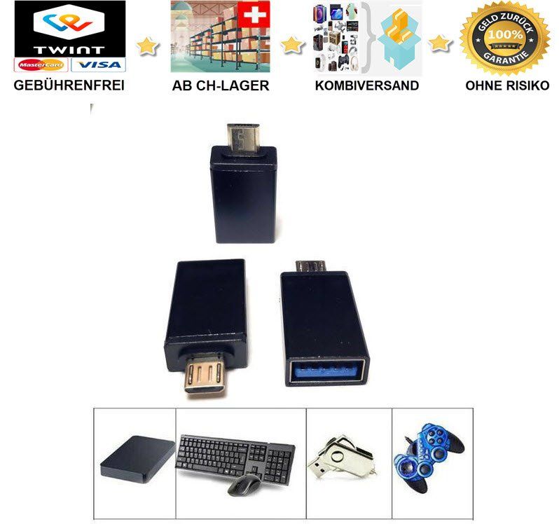 2x OTG Adapter Kabel - Micro USB Zu USB A Für Smartphones & Tablets