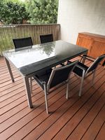 Gartenset Tisch Glasplatte 4 Stühle 