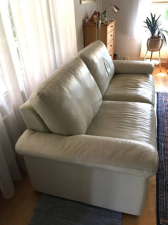 Sofas: Ledersofa 3-Sitzer beige – D'occasion à Zürich par BuenosAires03 3