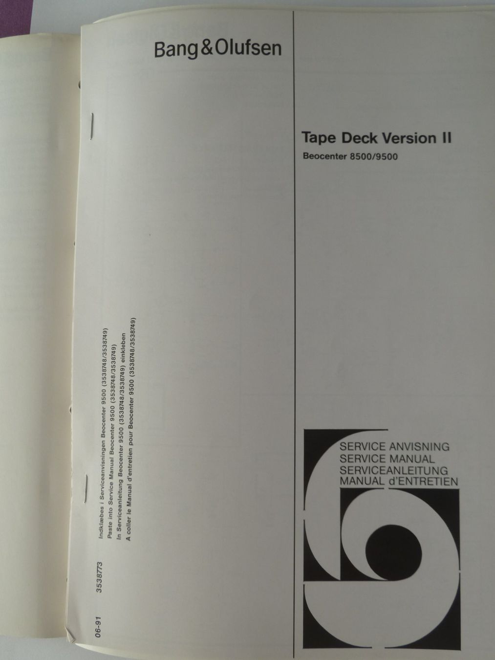 Bang & Olufsen Radio: Beocenter 9500  Service Manual – Usato da Affoltern am Albis venduto da Sennrtv 1