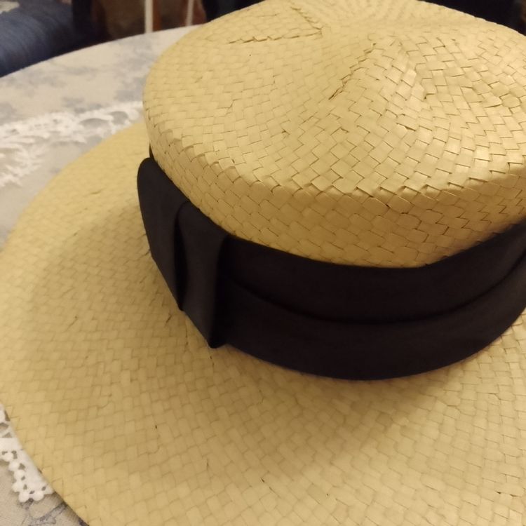 Fedora-Strohhut Mit Breiter Krempe Und Schwarzem Band, Für Herren Größe