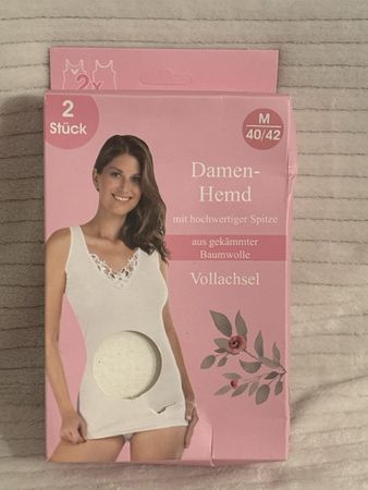 2 Damen Hemden Vollachsel Baumwolle weiss Grösse M 40/42