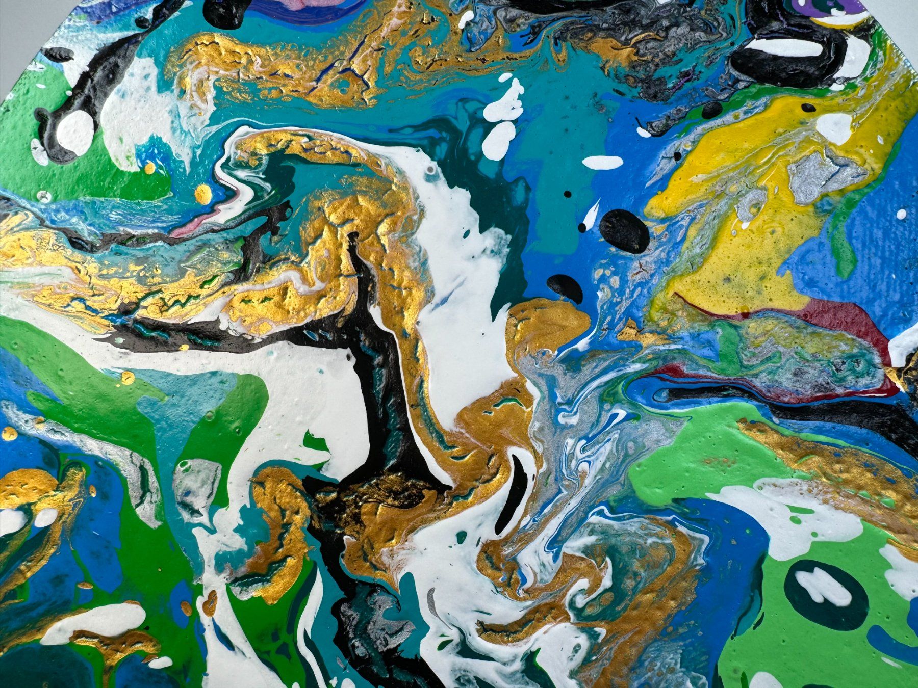 Dipinti: Acryl-Flüssigmalerei, kreisförmig – Usato da Schlieren venduto da MayaSheng1983 1