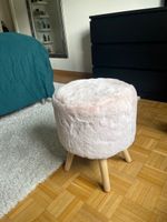 Puff Hocker Rosa Fellimitat, skandinavisch, Top Zustand!