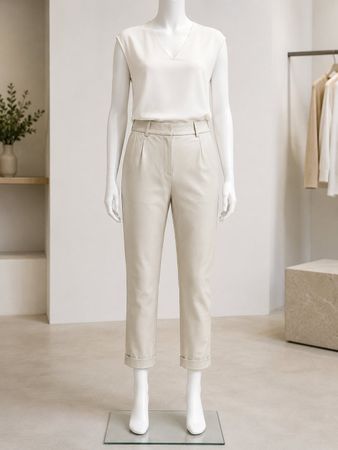 Studio AR - Lederhose - kitt - Gr. 38 - TOP
