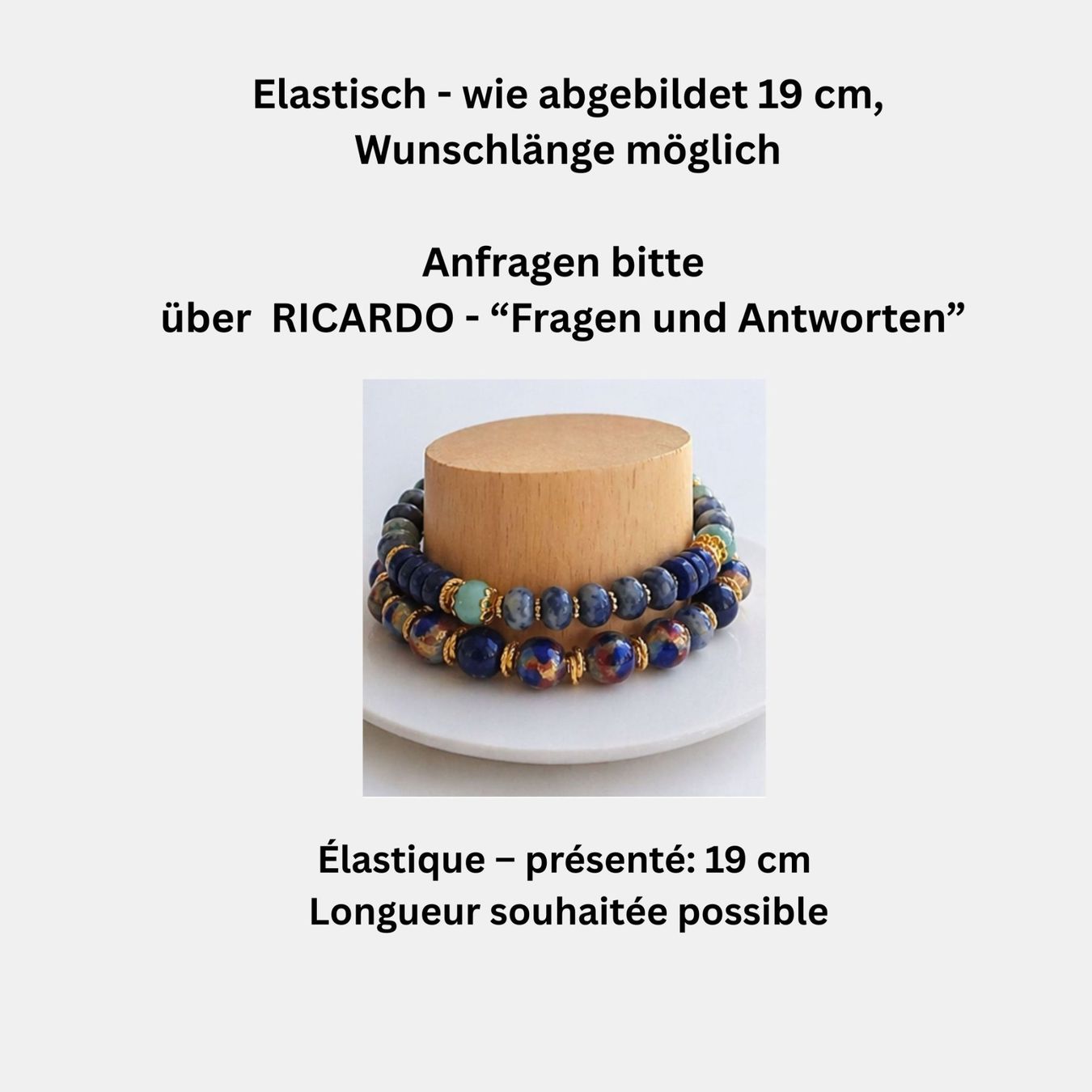 Bracciali & Braccialetti: Armband elastisch bracelet élastique Lapislazuli Unikat – Nuovo e nell'imballaggio originale da Lütisburg venduto da Emarra 3