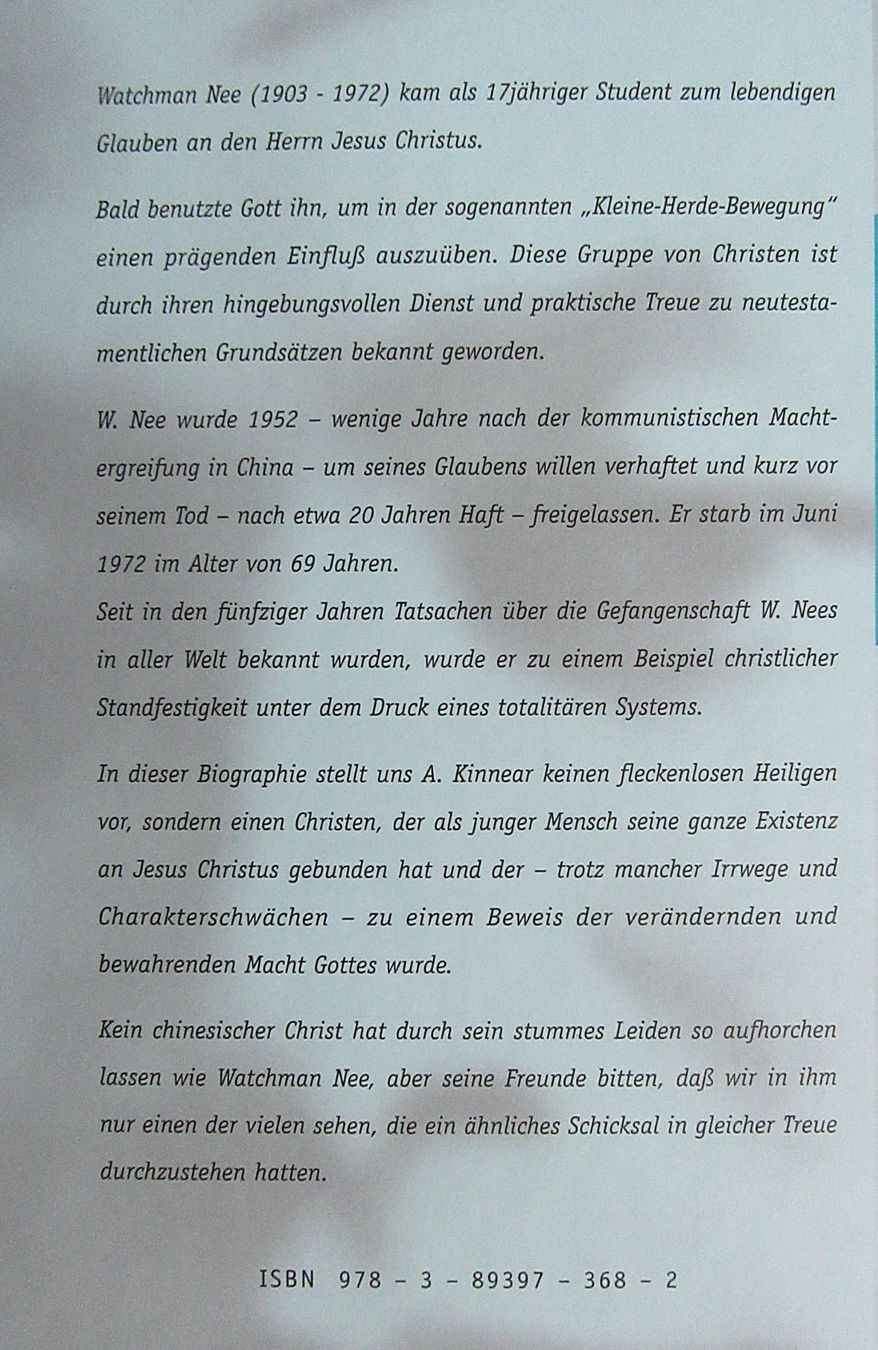 Bücher: Watchman Nee - Ein Leben gegen den Strom – Gebraucht aus Auenstein von Padabimbim 1