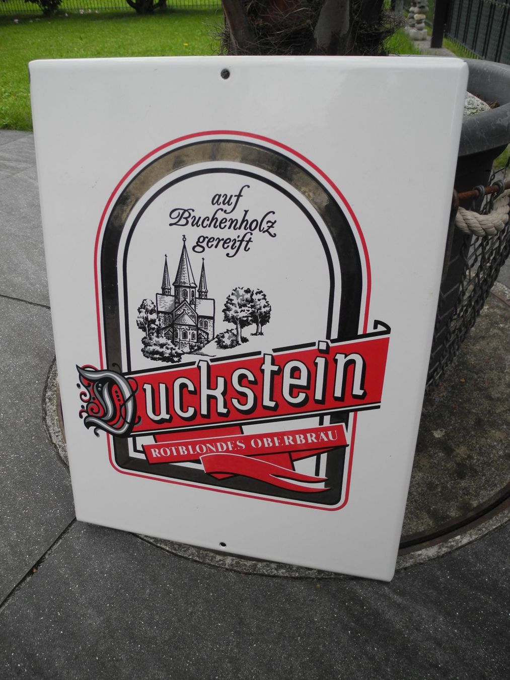 Schilder: ALTES DUCKSTEIN BIER EMAILSCHILD – Gebraucht aus Reinach AG von Huckleberrysix 3