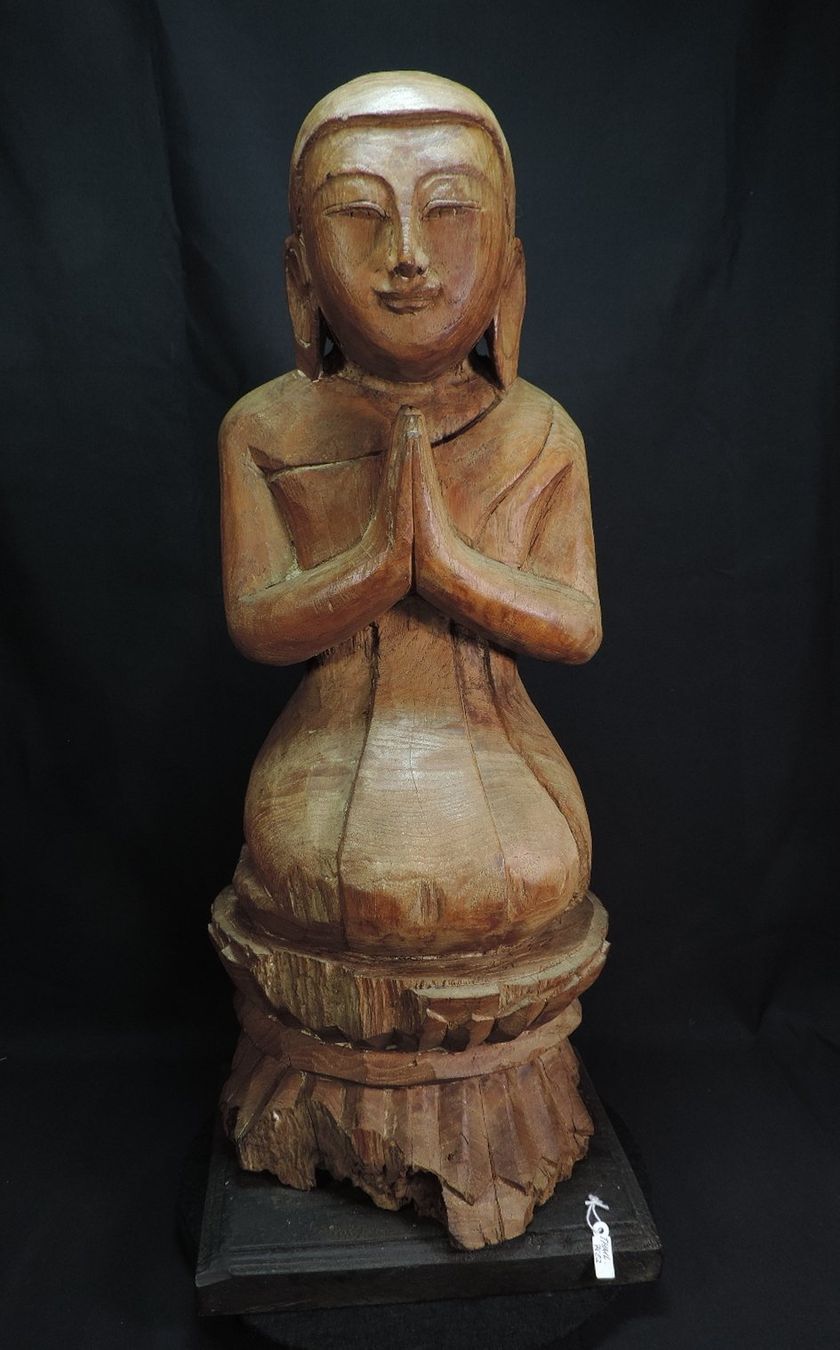 Sculture & Statue: grosse, alte Burma Mönchs Figur aus Teakholz – Usato da Duggingen venduto da roterbambus
