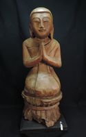 grosse, alte Burma Mönchs Figur aus Teakholz