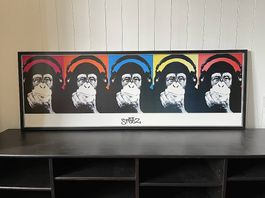 Steez Kunstdruck Affen mit Kopfhörern Pop Art, gross, Chi...