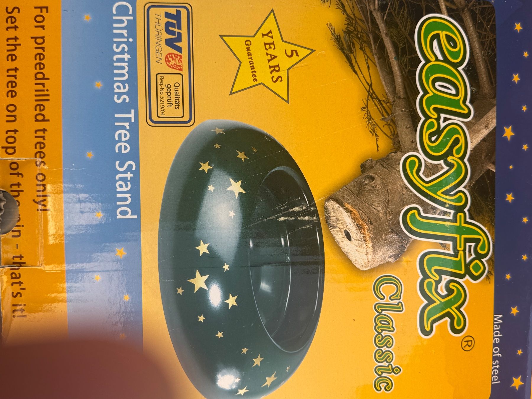 Christbaumständer: Tannenbaumständer EasyFix Classic rot glänzend mit Sternen – Gebraucht aus Hildisrieden von coo_s662 2