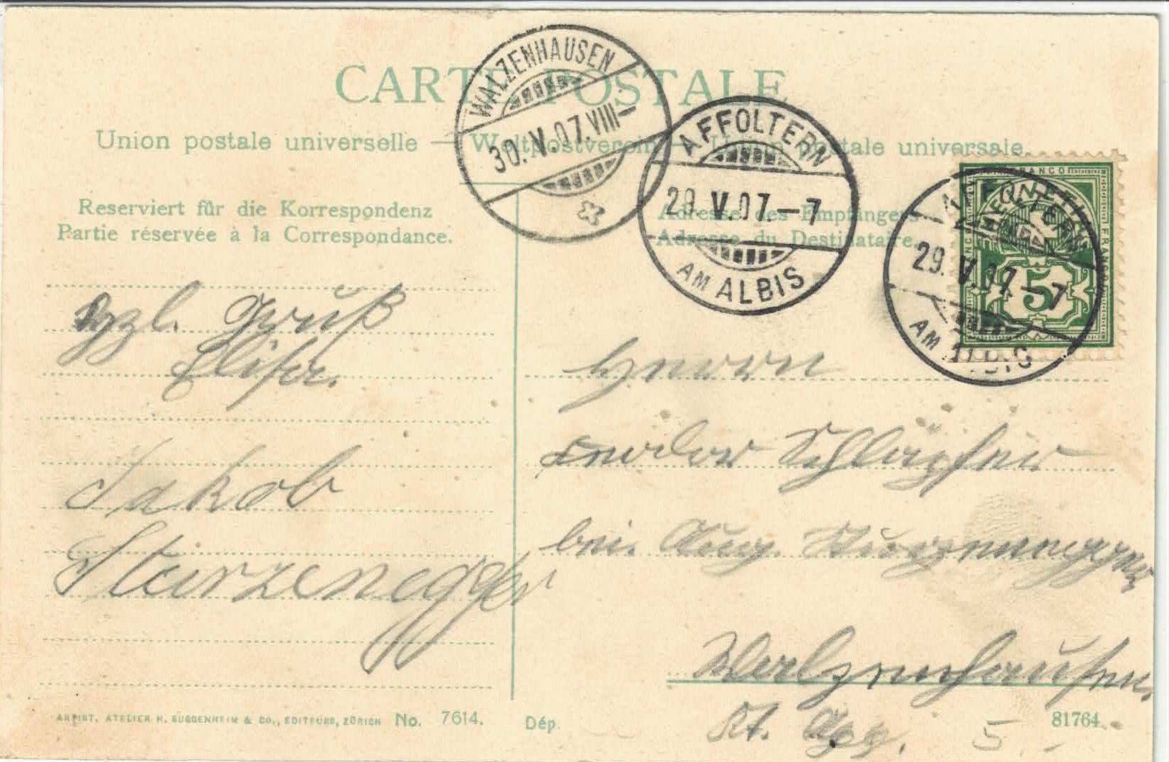 Cartoline postali: Affoltern a. Albis - Generalansicht - coloriert – Usato da Ettingen venduto da Kartenplanet 1