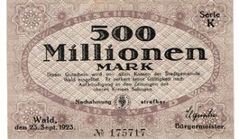 Wald 500 Mil.Mark Serie K 23.09.1923 VZ+-VZ++