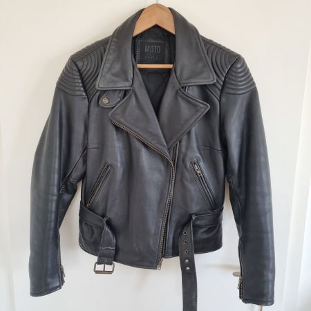 Motorradjacke Leder schwarz Gr 40/42