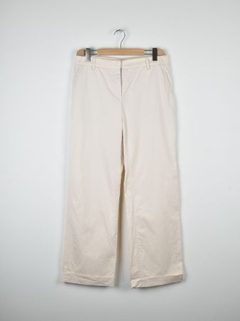 Brunello Cucinelli Stoffhose, creme, Gr.40, weites Bein