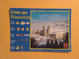 Gruss Karte aus Einsiedeln Kloster Winter Humor