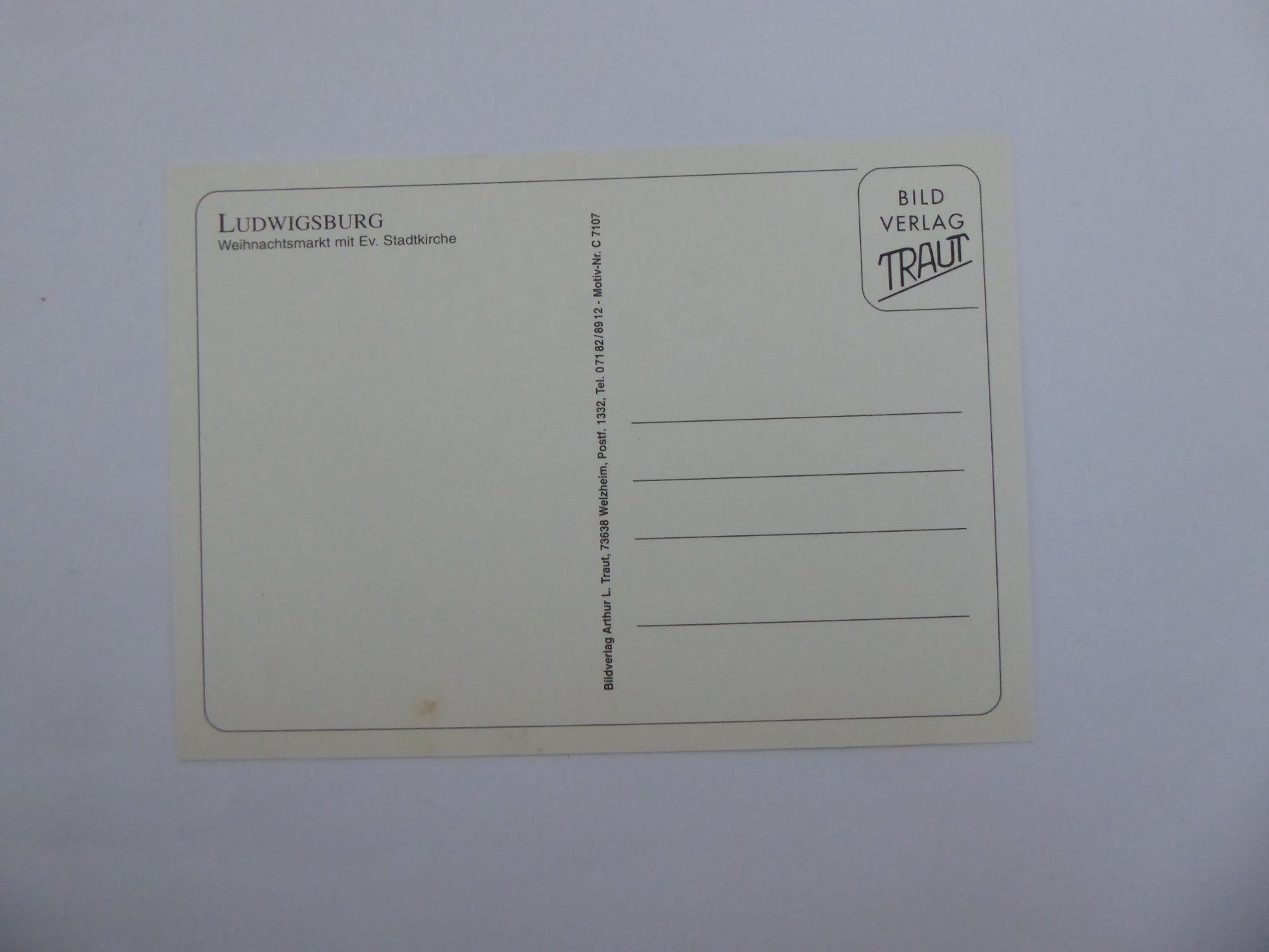 Cartoline postali: Ansichtskarte Ludwigsburg m. Stadtkirche – Nuovo (secondo la descrizione) da Turbenthal venduto da Panau 1