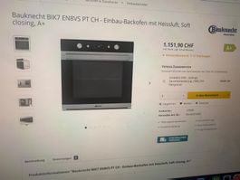 geprüfter Bauknecht Backofen 60x60cm kaum gebraucht 499.-