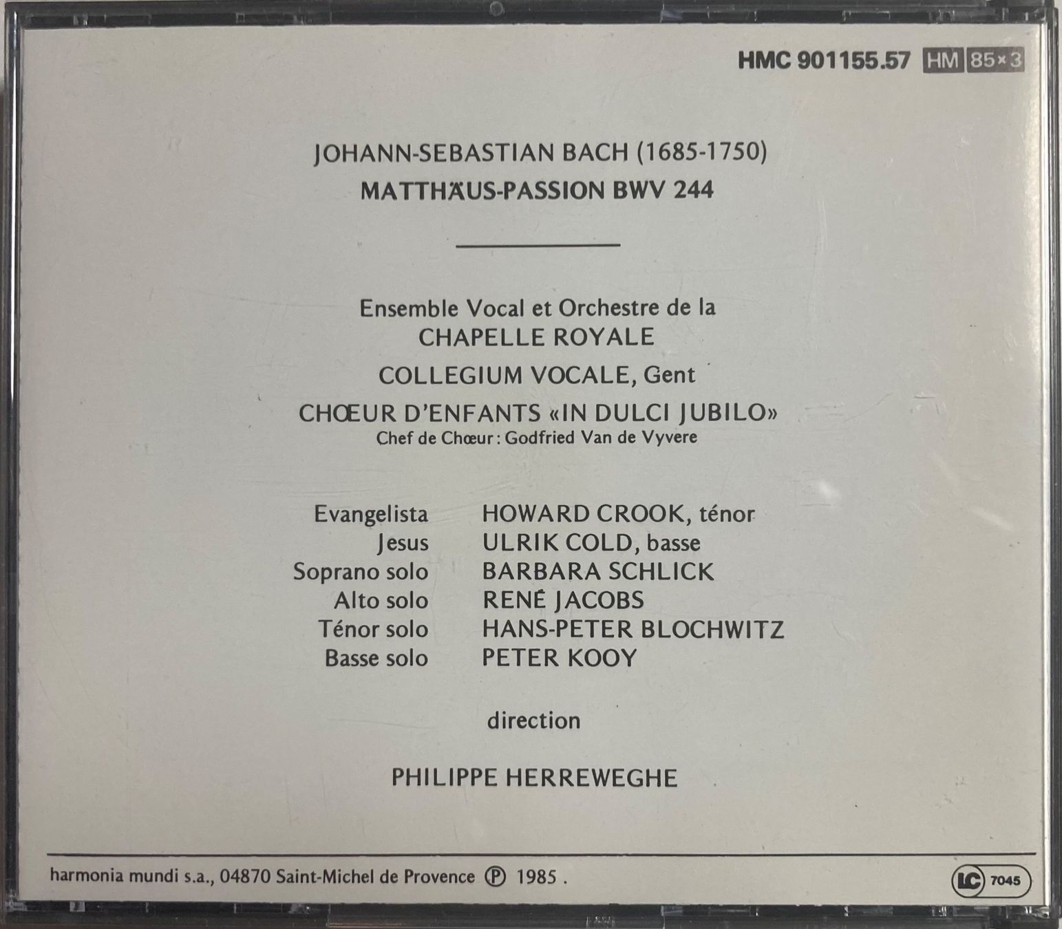 CD: J.S. BACH...... - MATTHÄUS PASSION – Usato da Poliez-Pittet venduto da Newtown-Records 4