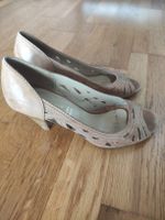 Roberto Santi Pumps Peeptoe Leder, beige braun, Grösse 38