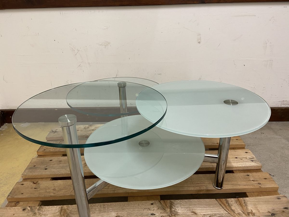 Tavoli: Glas-Satztisch, 3er Set, Chromgestell! – Usato da Dietikon venduto da brocki-eyra
